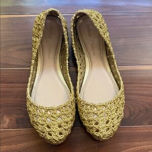 Melissa Metallic Gold Crochet Pointed-Toe Flats